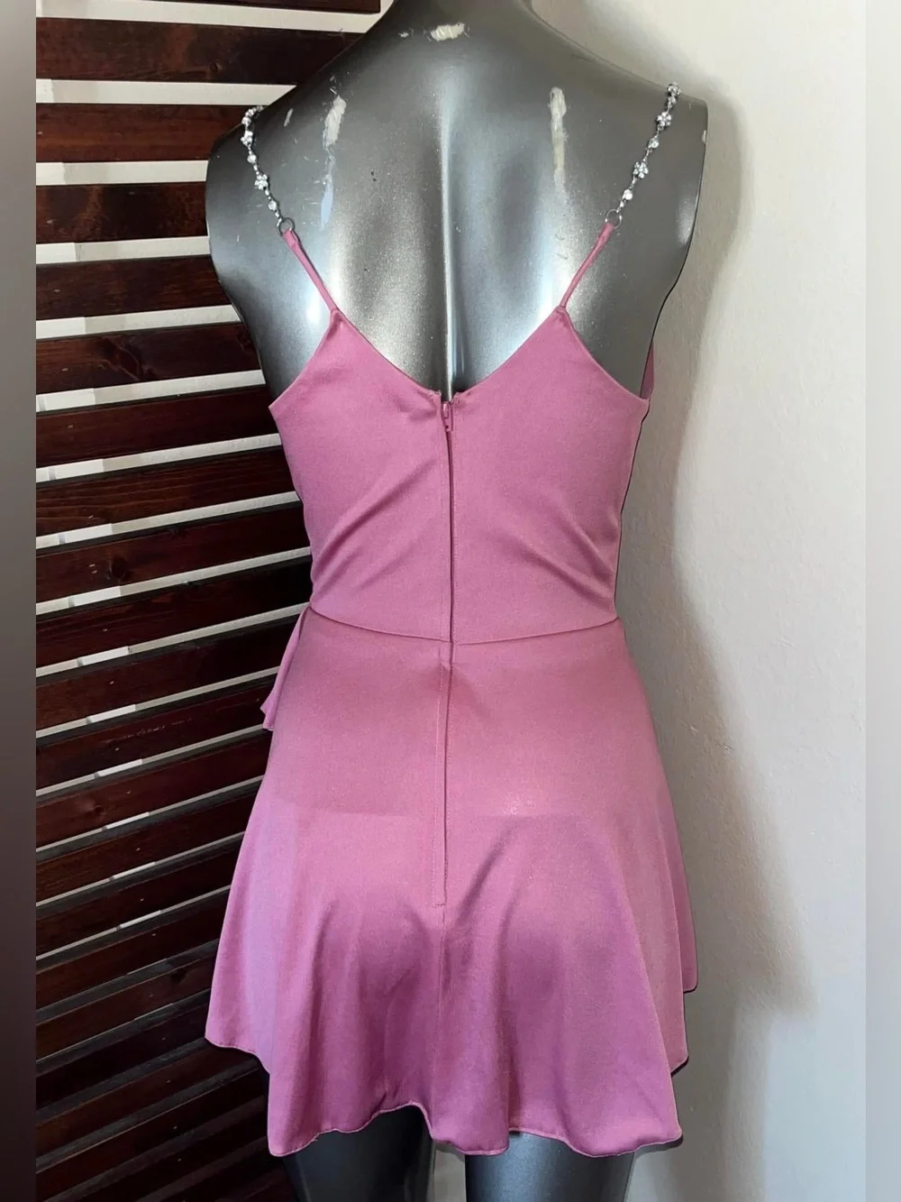 1970s Vintage Pink Wrap Style V-Neck Customized Disco Dress - Picture 5 of 8
